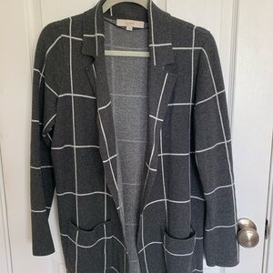 LOFT Charcoal Checkered Blazer